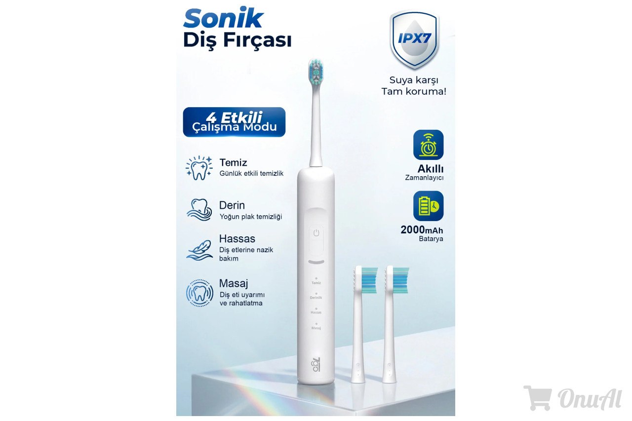 Trendyol - 7Go 7Gmf2 Sonic Elektrikli Diş Fırçası Beyaz – 2000Mah, Type-C Şarjlı, Ipx7 Su Geçirmez, 3 Modlu Şar İndirimi