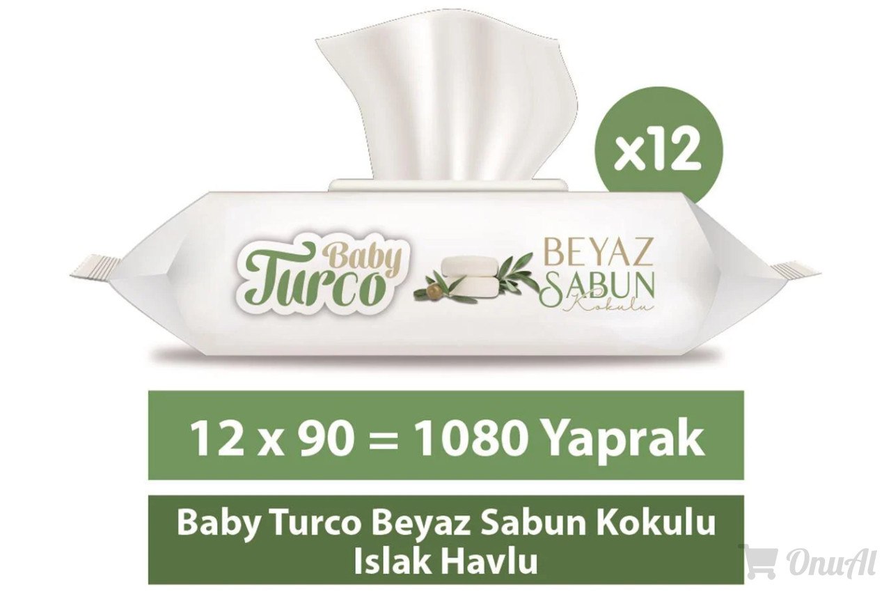 Pazarama - Baby Turco Beyaz Sabun Kokulu Islak Havlu 12X90 İndirimi