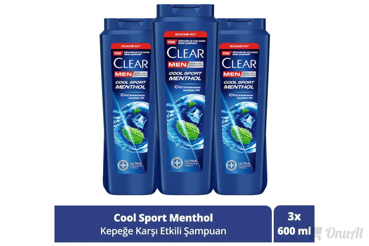 Pazarama - Clear Men Kepeğe Karşı Etkili Şampuan Cool Sport Menthol 600 Ml X3 İndirimi